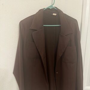 Brown Classic Tailored Blazer. One Button Front. Workwear Essential